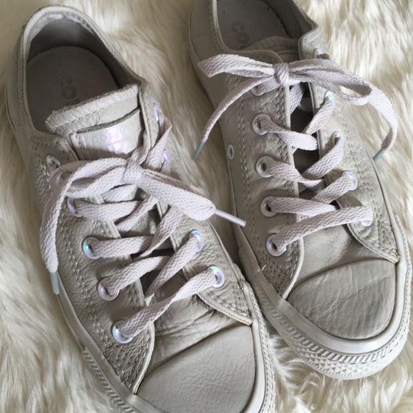 Converse Ivory Leather Holographic Sneakers - Picture 2 of 8
